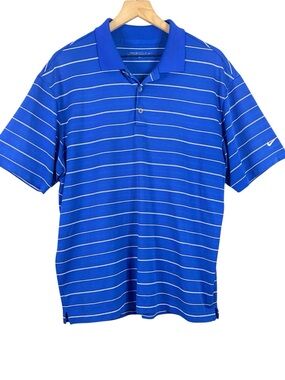 Men’s Nike Golf Dri-FIT Striped Short Sleeve Polo Shirt in Blue Size Large